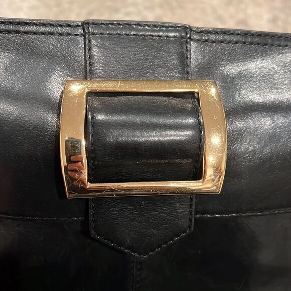 VTG Anne Klein black leather backpack with gold hardware in GUC main image 10